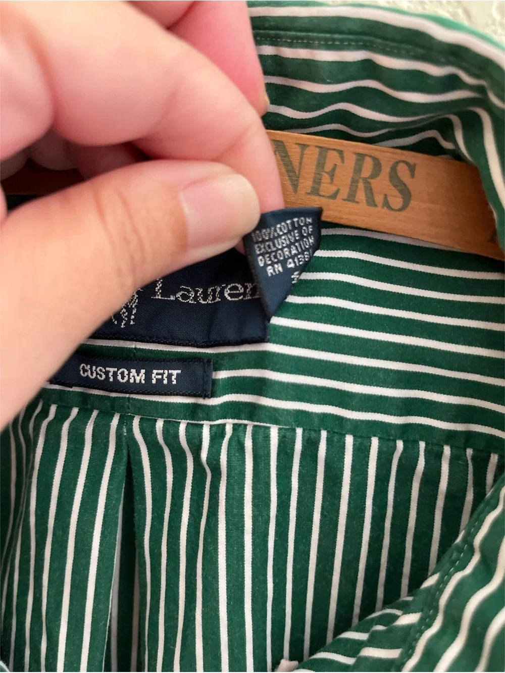 Ralph Lauren Green Striped Button Down Men’s Size XL